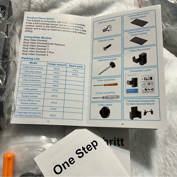 Anti-Theft Video Doorbell Door Mount No-Drill W/Adjustable Mounting Bracket NEW - Picture 5 of 16